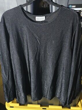 Jessica Michelle Woman Black Ribbed Long Sleeve Top